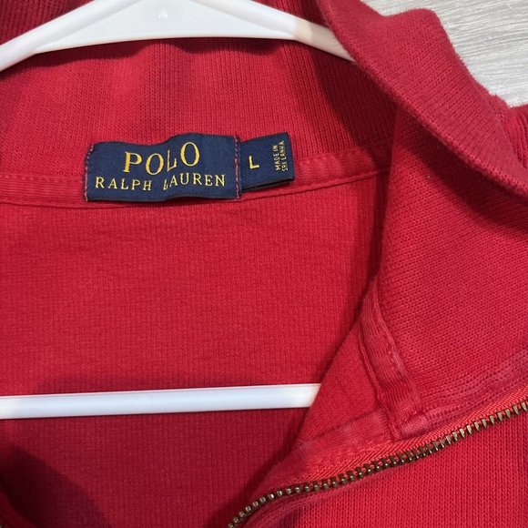 POLO RALPH LAUREN Mens 1/4 Zip‎ Pullover Sweater Sweatshirt Size L Red - Picture 2 of 7